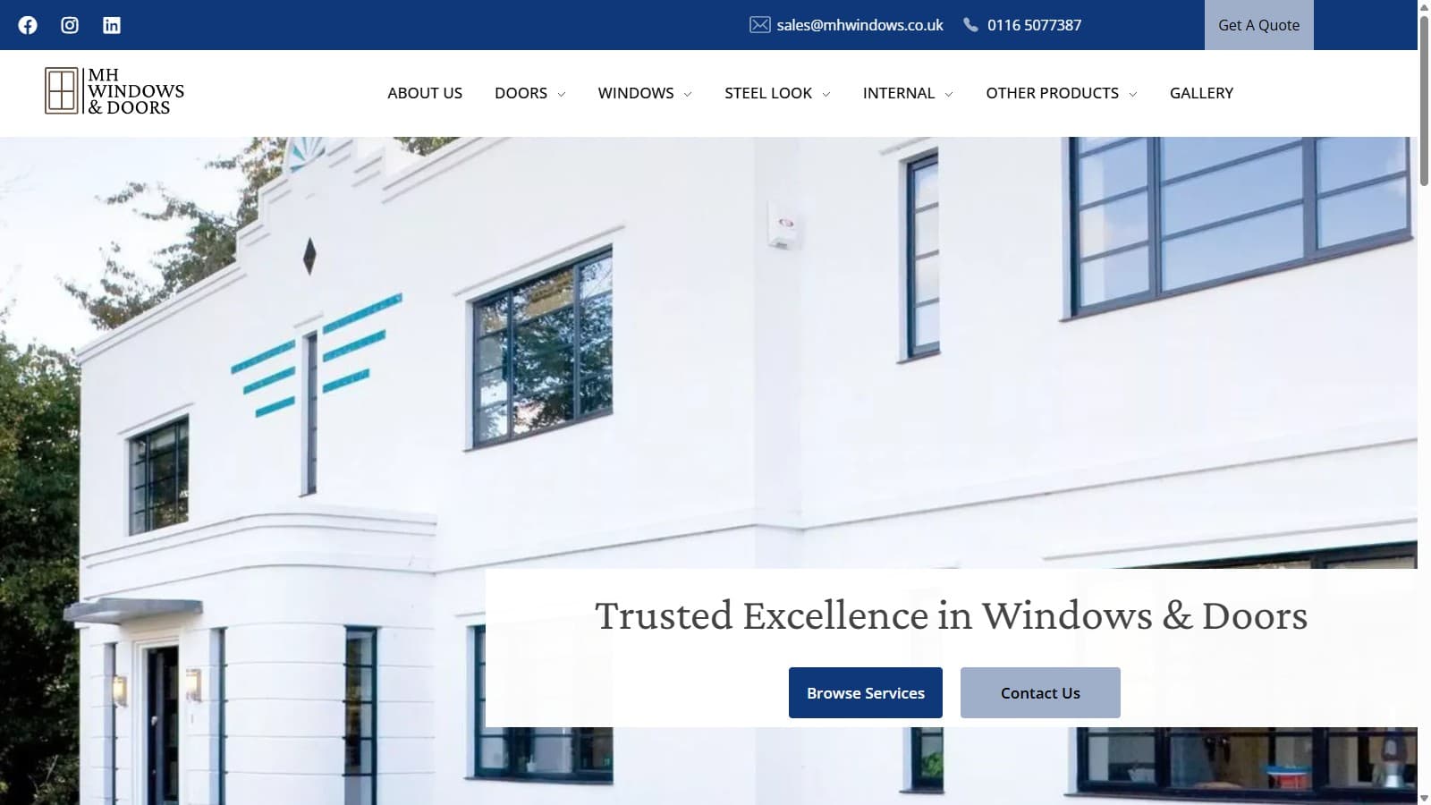 MH WINDOWS website, Windows & Doors